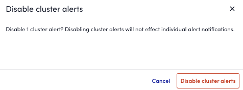 Disable cluster alert confirmation